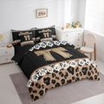 thumbnail image 3 of jejeloiu Cute Cartoon Bowtie 7-Piece Bedding Comforter Set,Kawaii Leopard Print King Bedding Sets,Brown Black White Bed Sheets For Teens,Super Cozy Room Decor Reversible, 3 of 8