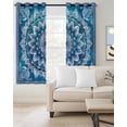 thumbnail image 2 of Blue Boho Floral Blackout Curtains 39 Inches Long for Bedroom, Ethnic Tribal Abstract Flowers Motifs Thermal Insulated Room Darkening Black Out Window Curtain Panels Grommet Drapes for Living Room, 2 of 8