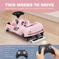 Pink Portable Go Kart,12V Kids Cleaning Car,Variable Speed Ride On Race
