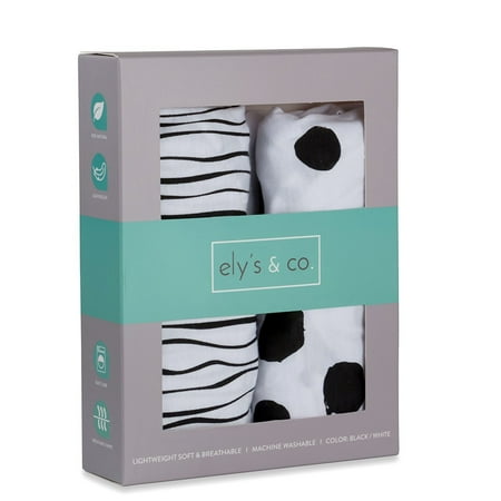 UPC: 0851490007396 | Bassinet Sheet Set 100% Jersey Cotton 2 Pack – Black Abstract Stripes and Dots
