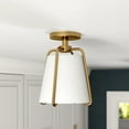 thumbnail image 2 of Evelyn&Zoe 9.5" Blackened Bronze Metal/Fabric Semi Flush Mount, 2 of 5