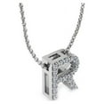 thumbnail image 3 of SuperJeweler R Initial Necklace In 14 Karat White Gold With 18 Diamonds, With Free 18 Inch Chain, For Women, 3 of 4