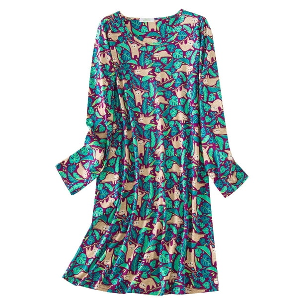 American Trends Womens Long Sleeve Nightgowns Cotton Nightgowns Sleep