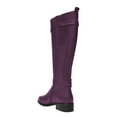 thumbnail image 3 of FSJ Women Classic Knee High Riding Boots Round Closed Toe Stacked Low Heel Side Zip Buckle Stretch Fall Winter Long Boots Shoes Size 8 Purple, 3 of 4