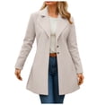 thumbnail image 3 of felwors Wool Coats for Women Fall Winter Trench Coat Peacoat Long Tweed Blazer Jackets Outwear Beige, XL, 3 of 7