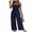 Navy Blue, variant on Women' Casual Loose Jumpsuits One Piece Sleeveless Overalls Printed Long Pant Romper Fashion Boho Jumper with Pocket Floral Blue