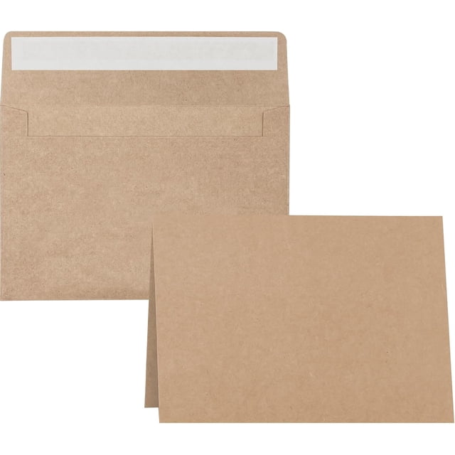 Blank Cards and Envelopes 4x6, 50 Pack Brown Blank Folded Greeting Cards and Envelopes Set with A4 Greeting Card Envelopes for DIY Greeting Cards, Thank You Cards, Invitations in All Occasions