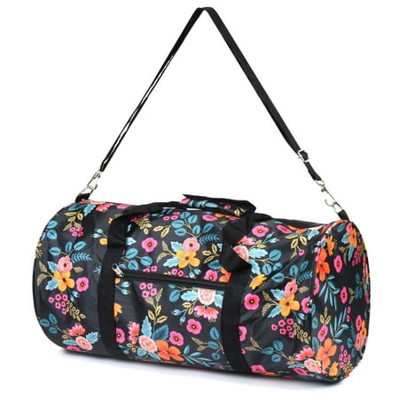 Zodaca Women Marion Floral Small Duffel Gym Travel Bag Soulder Carry (Best Small Gym Duffel Bag)