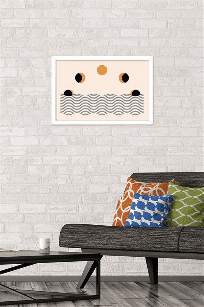 Abstract Moon Phases Wall Poster, 14.725" x 22.375", Framed