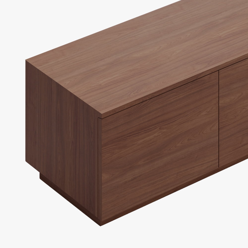POVISON Minimalist TV Stand, Wood Media Console with Drawers, Walnut Veneer, 78" Fully-Assembled