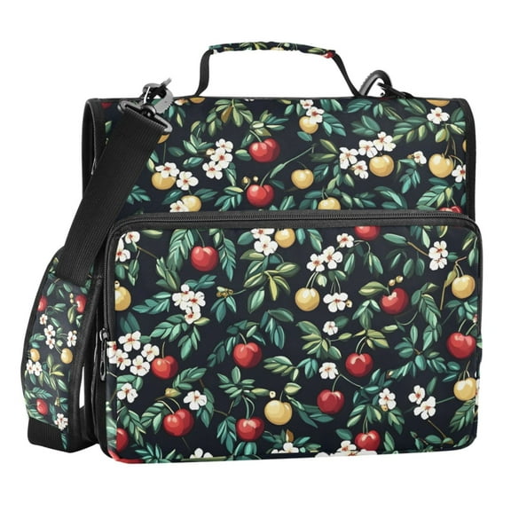 ALAZA Zipper Binder Cherry and Leaves 3 Ring Trapper Keeper File Folder Organizer Bag