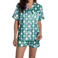 thumbnail image 1 of GDREDA Ensemble de Pyjama Ample pour Femmes, Imprimé Mignon de Pâques, Chemise à Manches Courtes Boutonnée, Ensemble de Shorts, pyjamas pour Femmes, Vert Foncé, L, 1 of 5