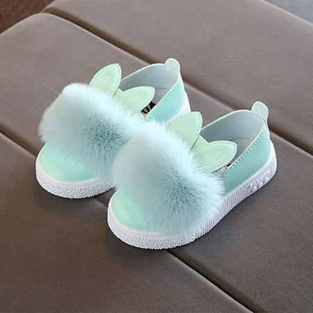 

Clearance Sale Cute Toddlers baby girls rabbit ear pompom shoes for children kids leather single shoes princess casual shoes