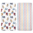 thumbnail image 3 of Baby Essentials 2 Pack of 52”L x 28”W Standard Microfiber Patterned Fitted Elastic Baby Crib Sheets for Newborns, Infants and Toddlers Nursery, Crib, Bed and Mattress in Trucks & Tire Tracks, 3 of 6
