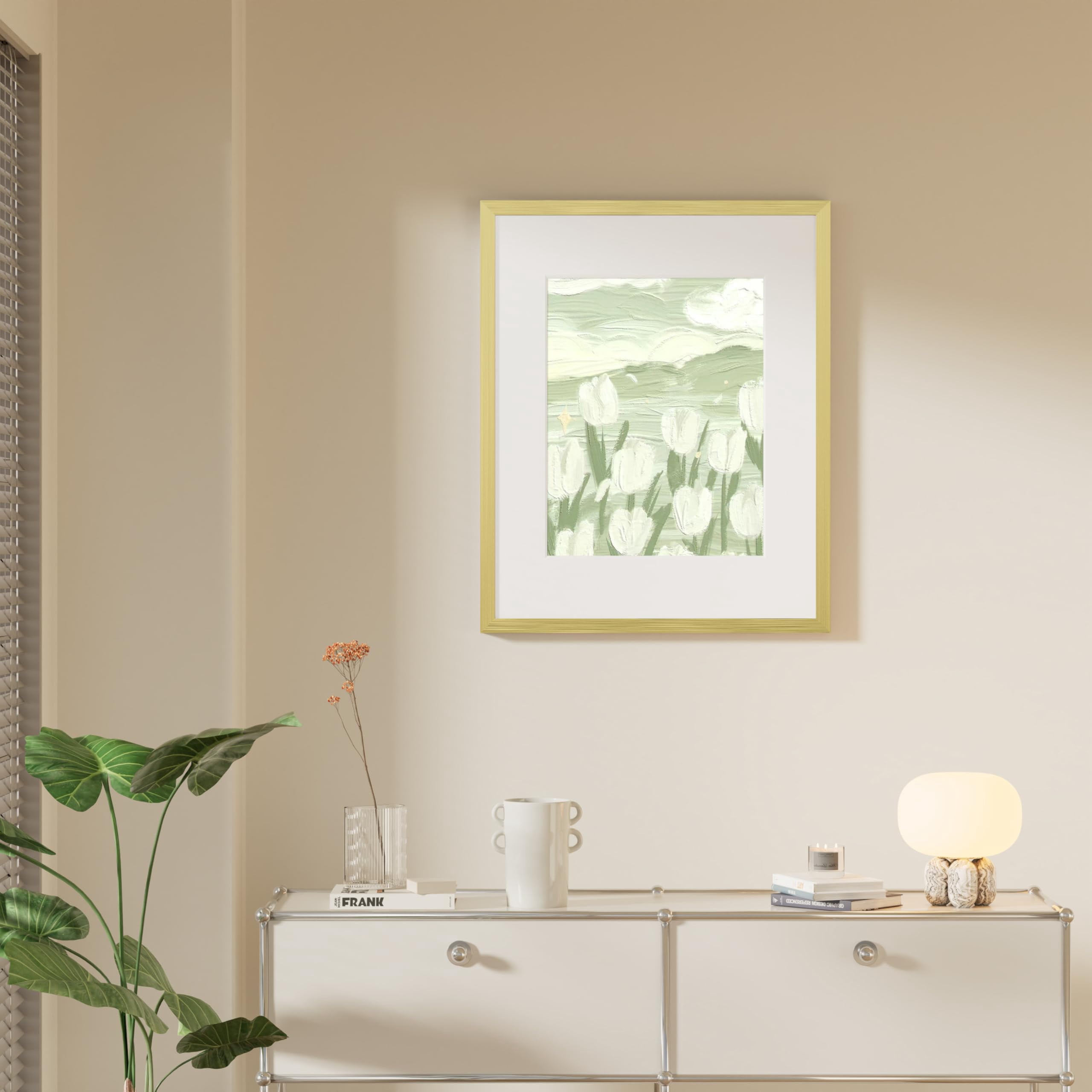 decorUhome 16x20 Picture Frame for Wall, Plexiglass, Displays Poster 11x14 with Mat or 16x20 without Mat, PVC Frame Material, Horizontal or Vertical Hanging, Gold