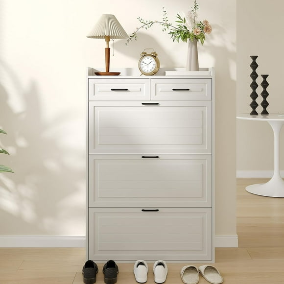 Zzistar Shoe Cabinet with 3 Flip Drawers and 2 Drawers, Shoe Cabinet Storage for Entryway, Narrow Shoes Organizer for Entryway