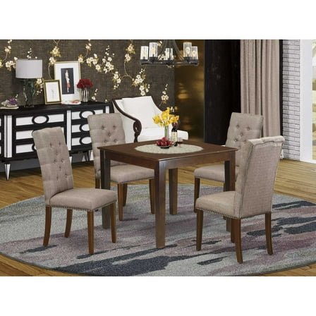 East West Furniture Dining Room Set Mahogany, OXEL5-MAH-16
