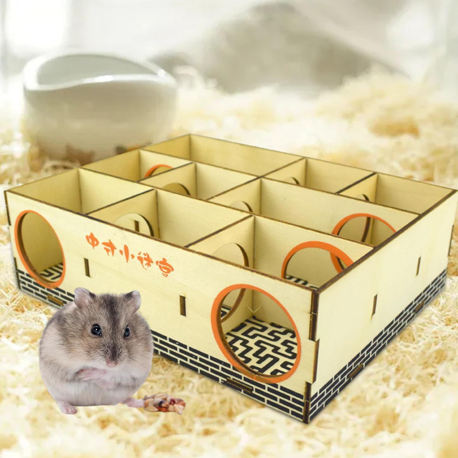 TOOYFUL Hamster Maze Hamster Maze Tunnel Labyrinth Puzzle Toy Exploring Toys Small Pets Playing Toys Mice Playhouse Wooden Hamster House 15.5x19.8x6cm