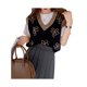thumbnail image 3 of VISgogo - Chaleco de punto con cuello en V para mujer, diseño de flores a la moda, camisetas sin mangas apiladas VISgogo  moda, 3 of 6