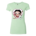 thumbnail image 2 of Wild Bobby Betty Boop Heart Blowing Kiss Dog Betty Boop Womens Slim Fit Junior Tee, Mint, Large, 2 of 5