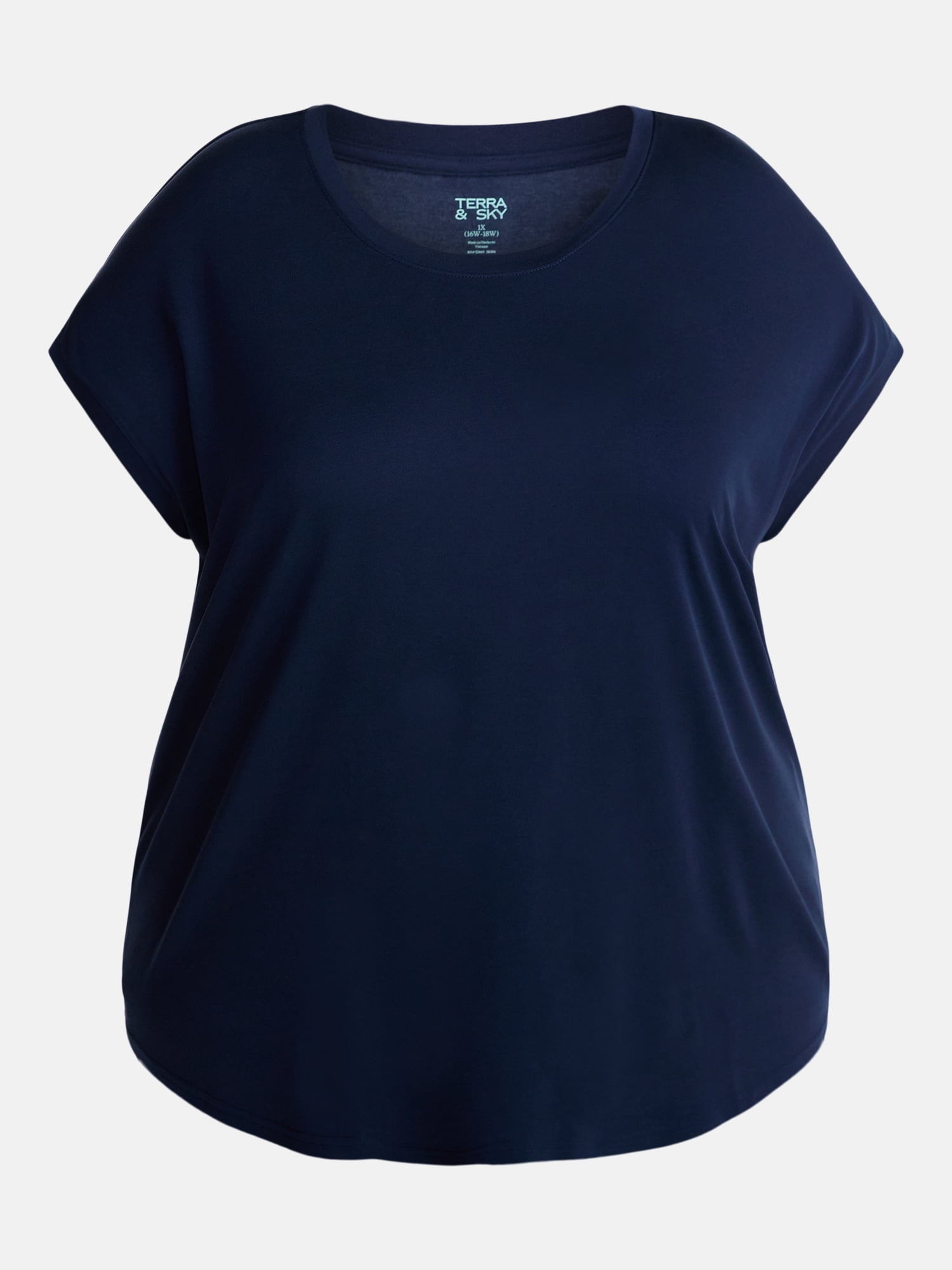 Terra & Sky Women’s Plus Scoop Neck Tunic Tee with Short Sleeves, Sizes 0X-5X