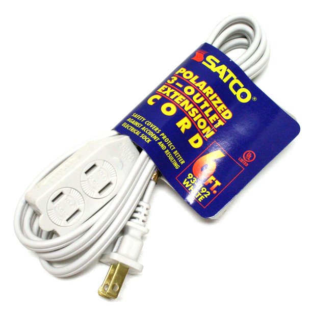 Satco 93192 6' White Extension Cord