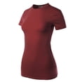 thumbnail image 2 of A2Y Women's Junior Fit Basic Solid Cotton Short Sleeve Crew Neck T Shirt Tee Tops Cabernet S, 2 of 5