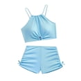 thumbnail image 3 of AWZXDE Two Piece Swimsuit For Girls Summer Solid Color Tankini Top And Swim Shorts Beachwear For Teen Youth 12-16Y, 3 of 7