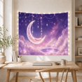 thumbnail image 5 of Crescent Moon and Glowing Pool with Violet Crystals and Stars, Mystical Fantasy for Nature Lovers, Mystical Wall Art Decor, Housewarming Gift, Tapestry Wall Hanging for Bedroom and Dorm Room, 5 of 7