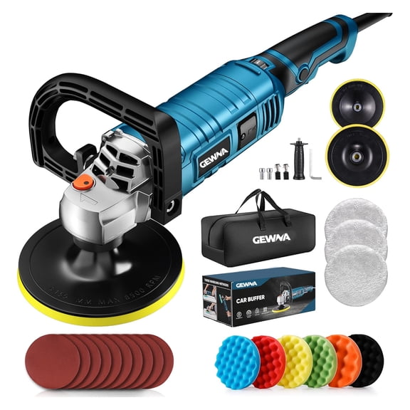 Gewna Car Buffer Polisher, 1600W 7 inch/6 inch Rotary Buffer Polisher with 7 Variable Speed 1000-3500 Rpm