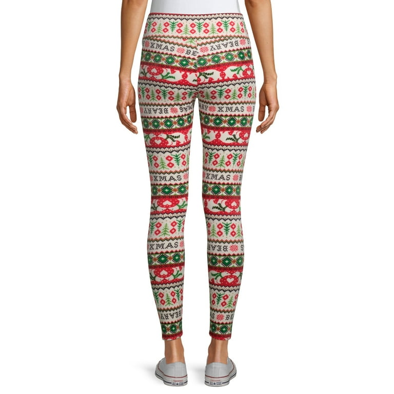 No Boundaries Women's Juniors Christmas Faux Fur Leggings 