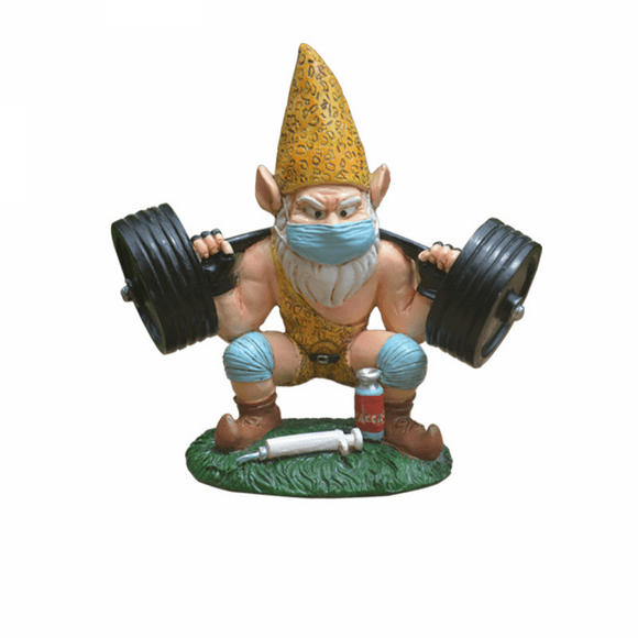 Garden Gnome Statue - Atlas the Athletic Weightlifting Gnome - Outdoor Garden Gnomes - Funny Lawn Gnome Statues