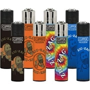 Clipper Lighters -CP11-8 Pack, Iconic Shape, Pocket Style Classic Lighters - Refillable Lighters in Multi Fashion Colors - Soft Flame Kitchen Lighter, Novelty Gift for Women Men (Zig-Zag Dark)