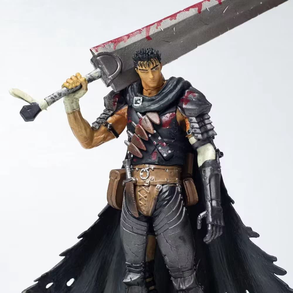 8.26 Inch Berserk Guts Black Swordsman Figma, Bloodstained Base Desktop Decor Anime Action Figure