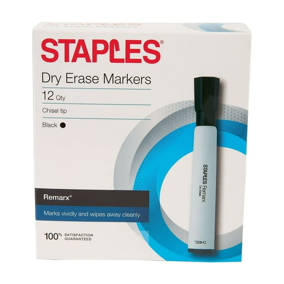 Staples Remarx Dry Erase Markers Broad Point Black 12/Pack (29211) 2072180