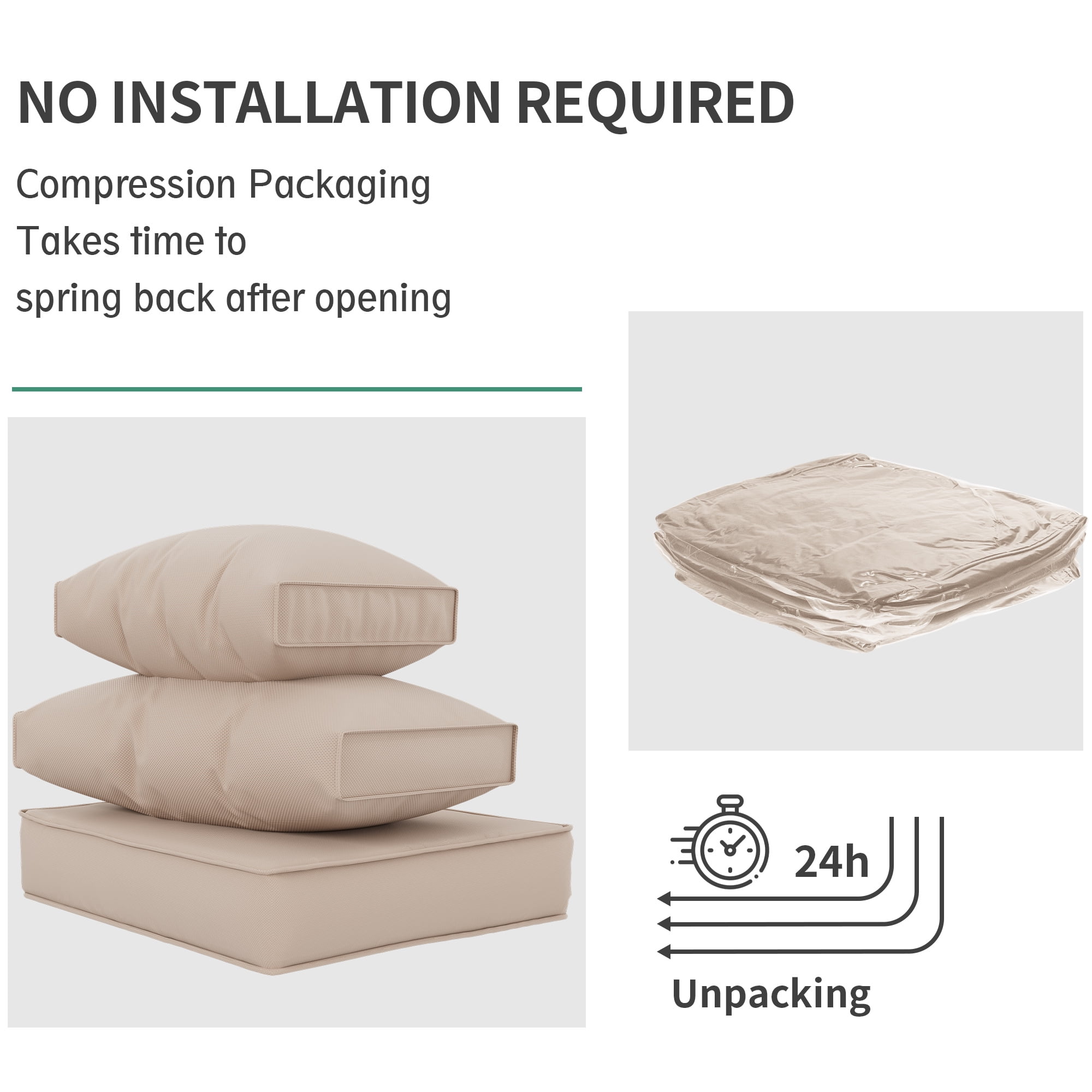 MRUAKA Outdoor Cushions for Patio Furniture Replacement, Waterproof Patio Furniture Cushions, Deep Seat Patio Cushions, Patio Seat Cushions for Outdoor Sectional (Beige)