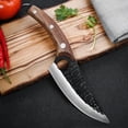 thumbnail image 3 of Multi-Functional Stainless Steel Butcher Knife with Hammered Finish - 60° Sharp Blade for Meat Cutting, Fish Processing & Vegetable Slicing, Black Color Wood Handle & PU Leather Sheath, Customizable, 3 of 6