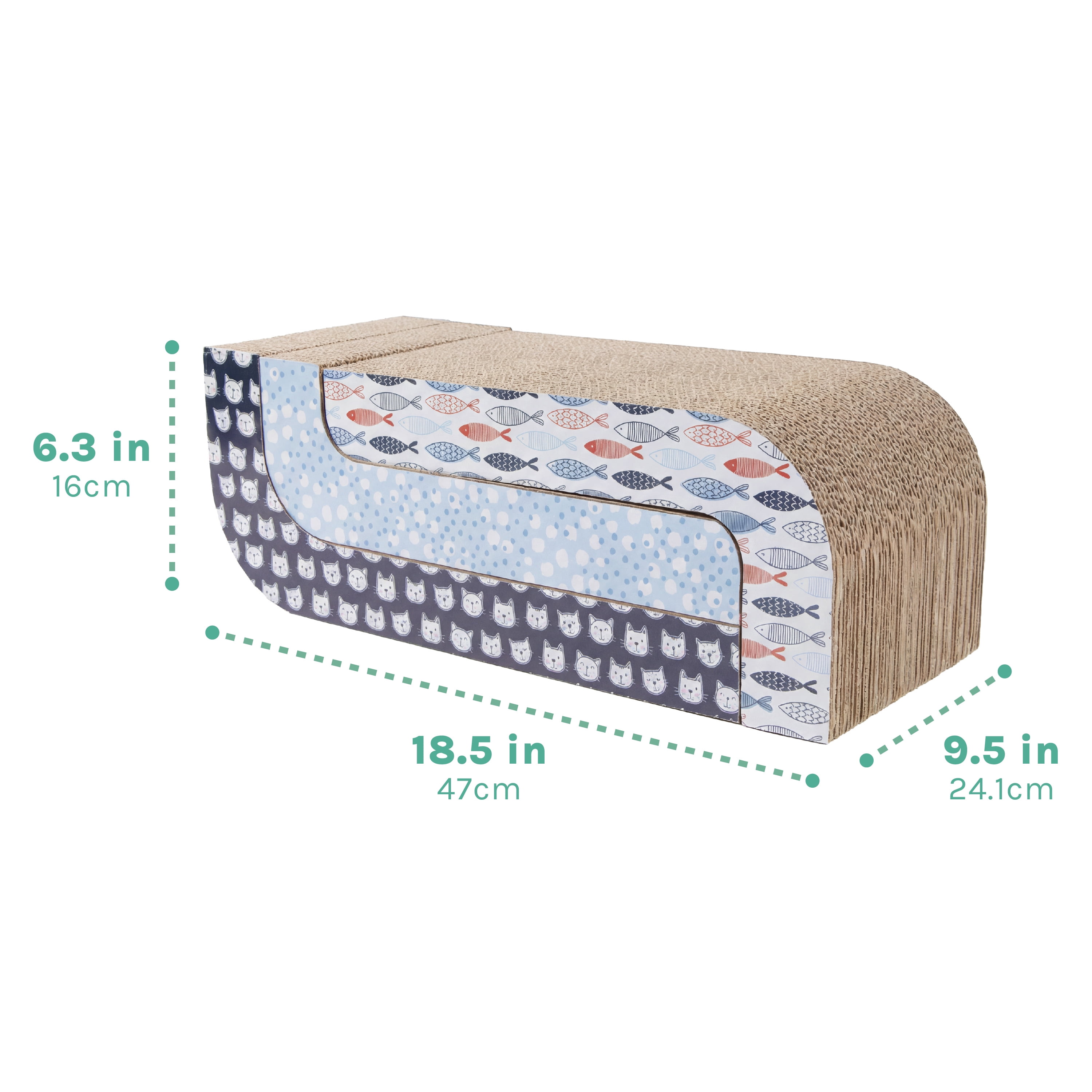 Kitty City Corrugated Cardboard Assorted Print Sloped 3-Pack Cat Scratching Pads, Multicolored, One Size