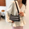 thumbnail image 4 of Bolso bandolera para mujer Bolso de hombro con patrón de cuadros Bolso de mano (Negro), 4 of 6