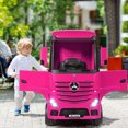 thumbnail image 3 of Costway 12V Mercedes Benz Actros Electric Kids Ride on Truck w/Remote Control&MP3 Pink, 3 of 9