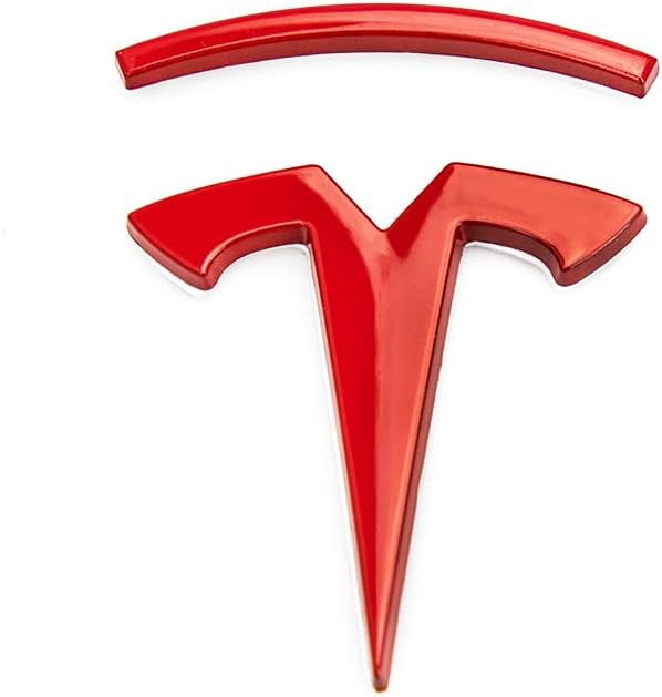 GHSDFBB Écusson Métallique 3D T Autocollants de Badge Latéral de Voiture pour Tesla Model S ModelxModel 3 Accessoires Auto (Rouge)