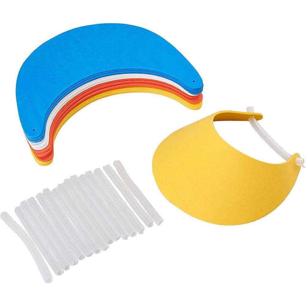 16 Pack Foam Visors for Kids, Adjustable with Plastic Coil Bands, 4