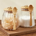 thumbnail image 3 of Sugar Bowls Sugar Container 21.97 FL OZ Glass Coffee Canister Airtight Food Storage Jar with Lid and Spoon Candy Jar Coffee Bar Accessories Storage Beans Powder (Oval), 3 of 5