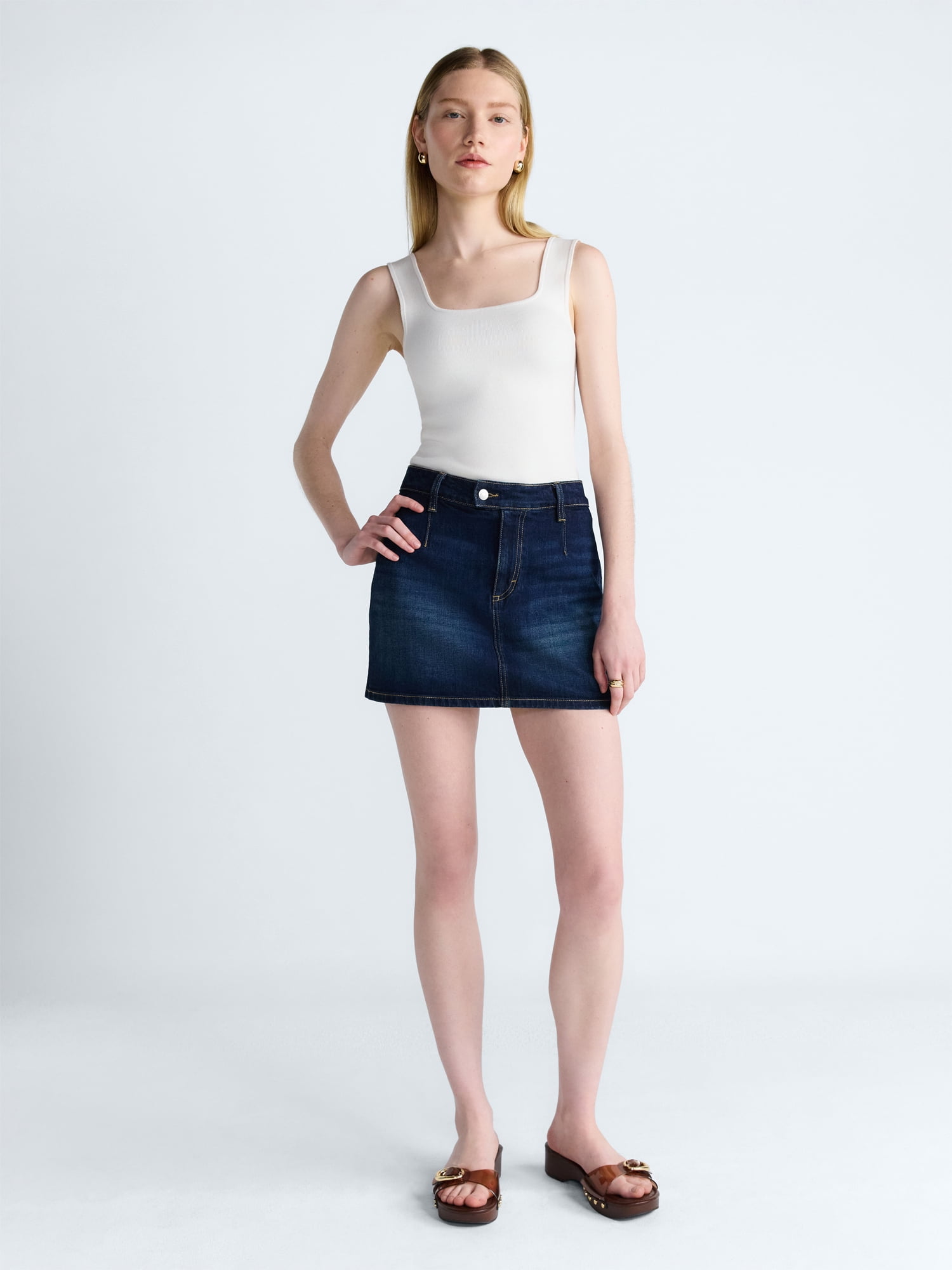 Scoop Women's Square Neck Sweater Tank Top, Sizes XS-XXL