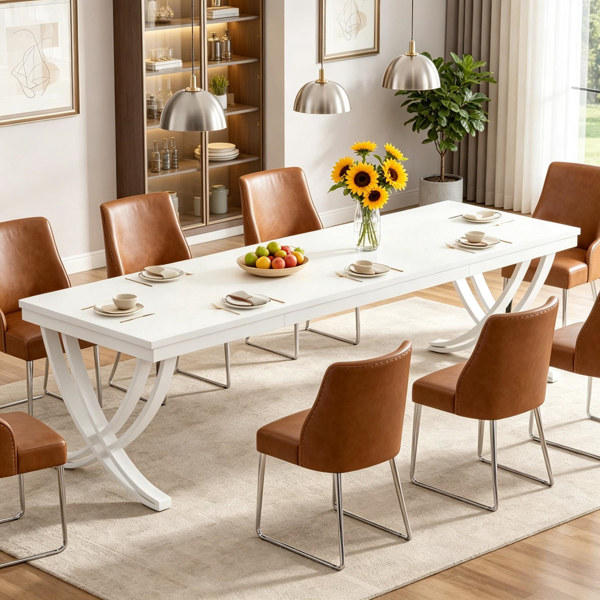 Astoutdoor Dining Table, Rectangular, Seats 6-8, 78 in Length