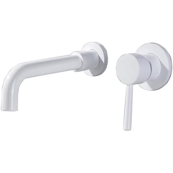 Wall Mount Bathroom Faucets,Brass Basin Sink Mixer Tap Faucet Hot and Cold,Bathroom Sink Faucet,White