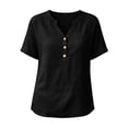 thumbnail image 5 of Rciityk Women's Cotton Linen V Neck T Shirts Solid Color Short Sleeve Chest Pocket Casual Tunic Shirts - Summer Tops for Women, 5 of 7
