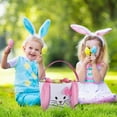 thumbnail image 5 of Twfbrm Easter Bunny Basket, Canvas Cotton Easter Eggs Basket with Rabbit Ears, Portable Decorative Fabric Storage Bucket with Handle, Easter Egg Hunt Basket Cute Bunny Tote Gift Bags for Kids Girls, 5 of 5