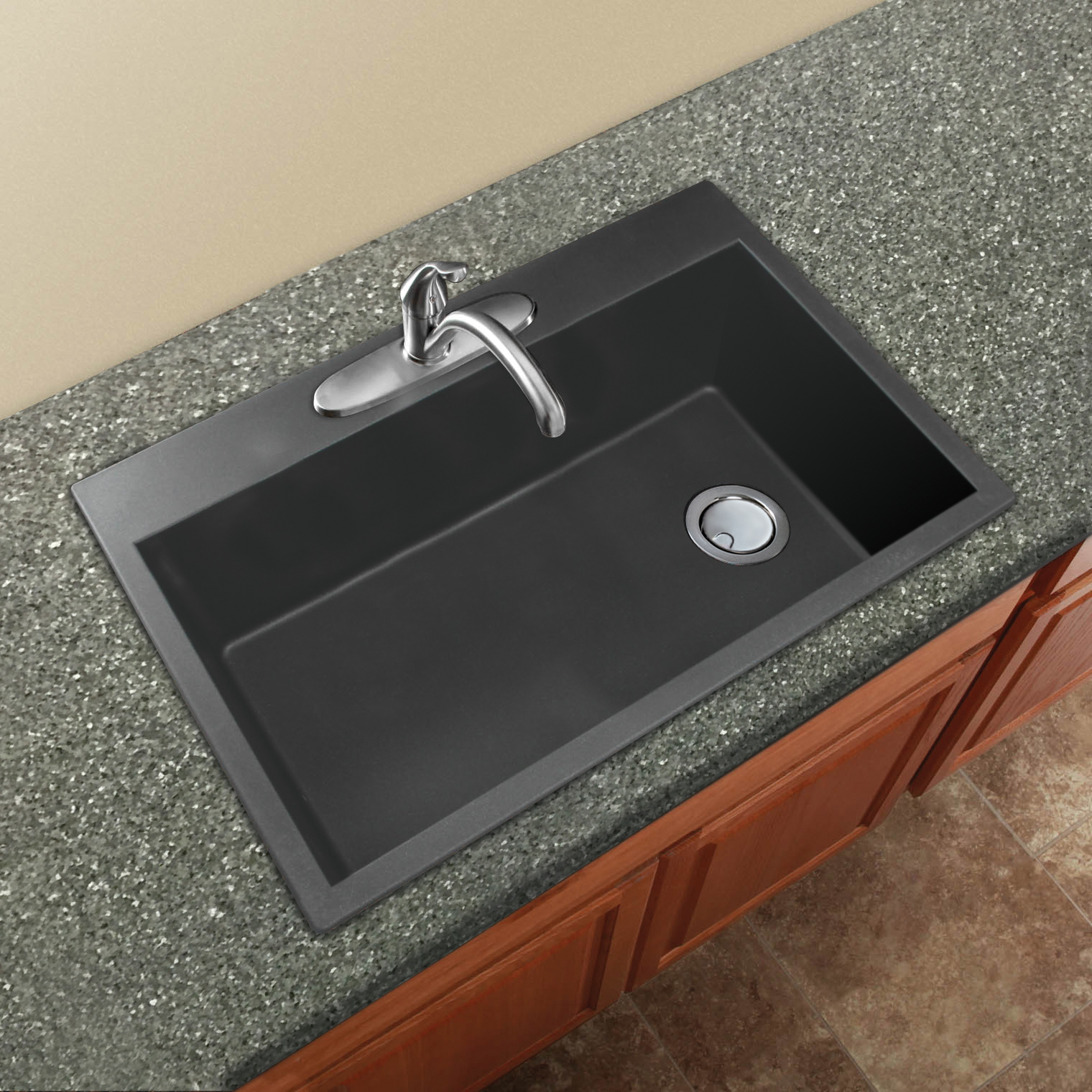 Transolid 33" x 22" Top Mount Toscana Ragusa Granite Kitchen Sink, Available in Various Colors