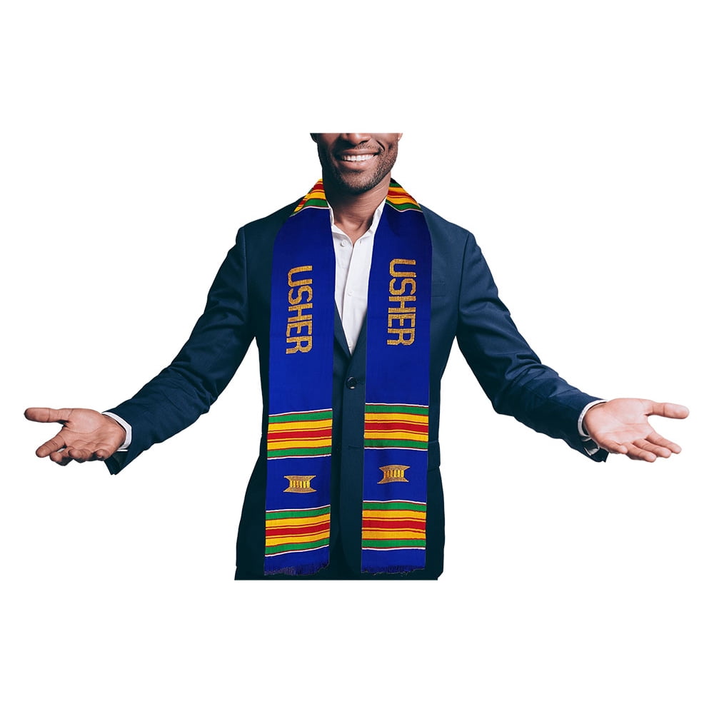 Usher Kente Cloth Stole / Sash. Blue